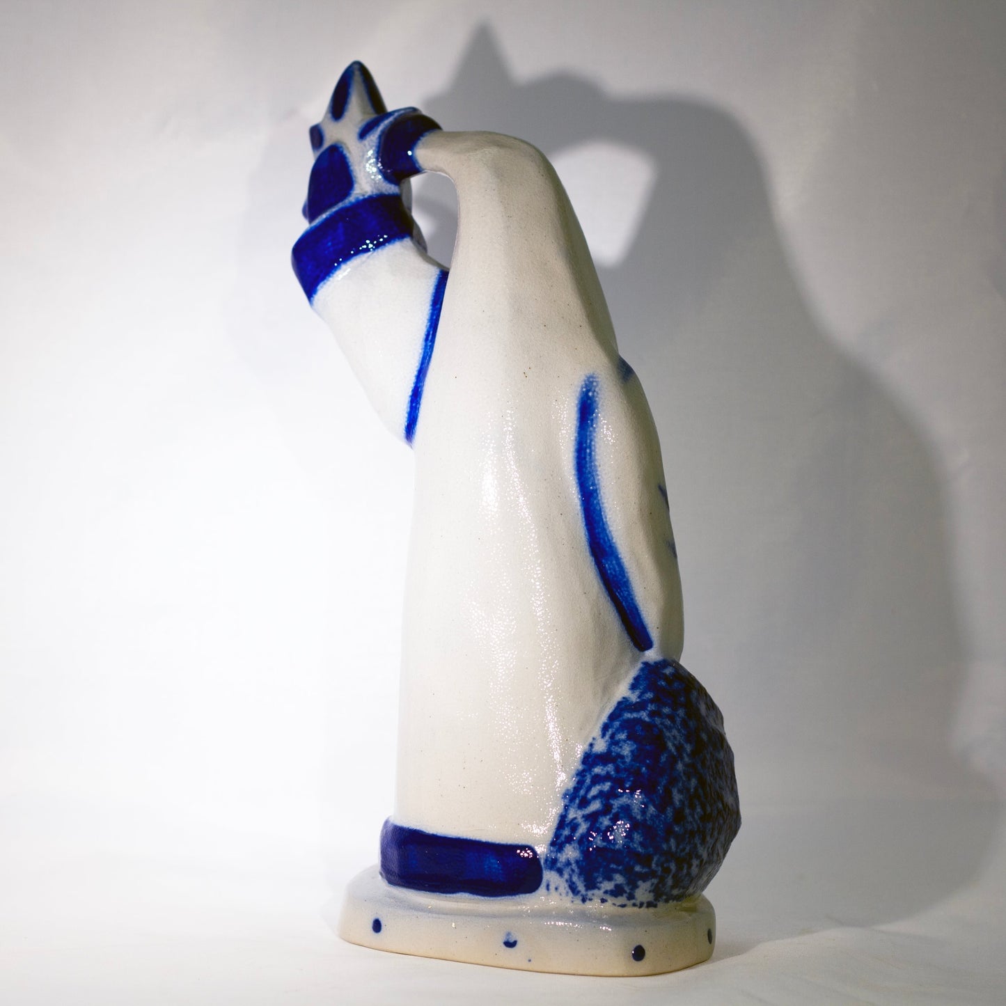 ELDRETH POTTERY Cobalt Blue Salt Glaze Father Christmas Figure Circa 1990