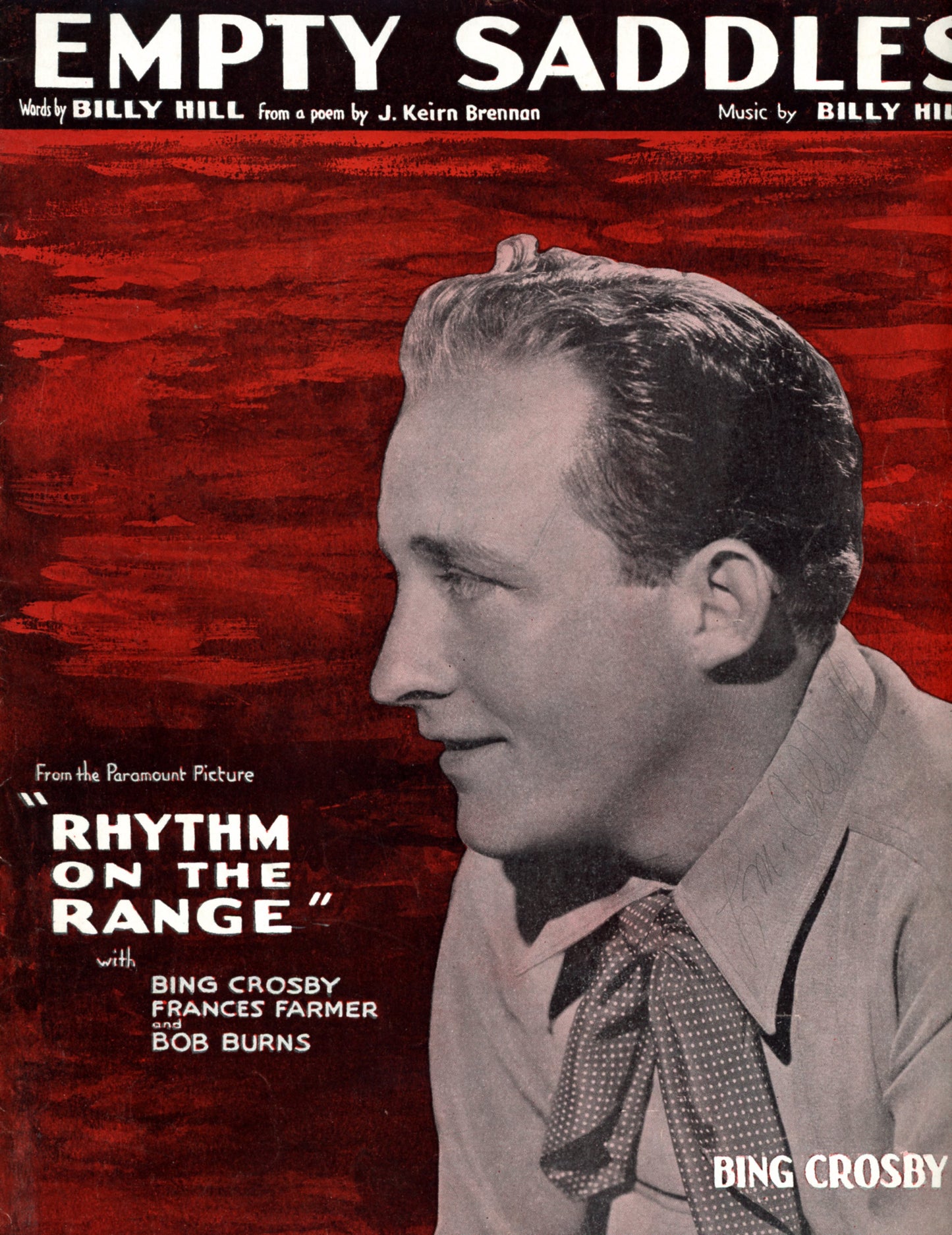 EMPTY SADDLES Sheet Music from Bing Crosby's Rhythm on the Range ©1936 COVER