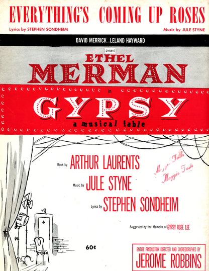 EVERYTHING'S COMING UP ROSES by Julie Styne & Stephen Sondheim Sheet Music ©1959 COVER