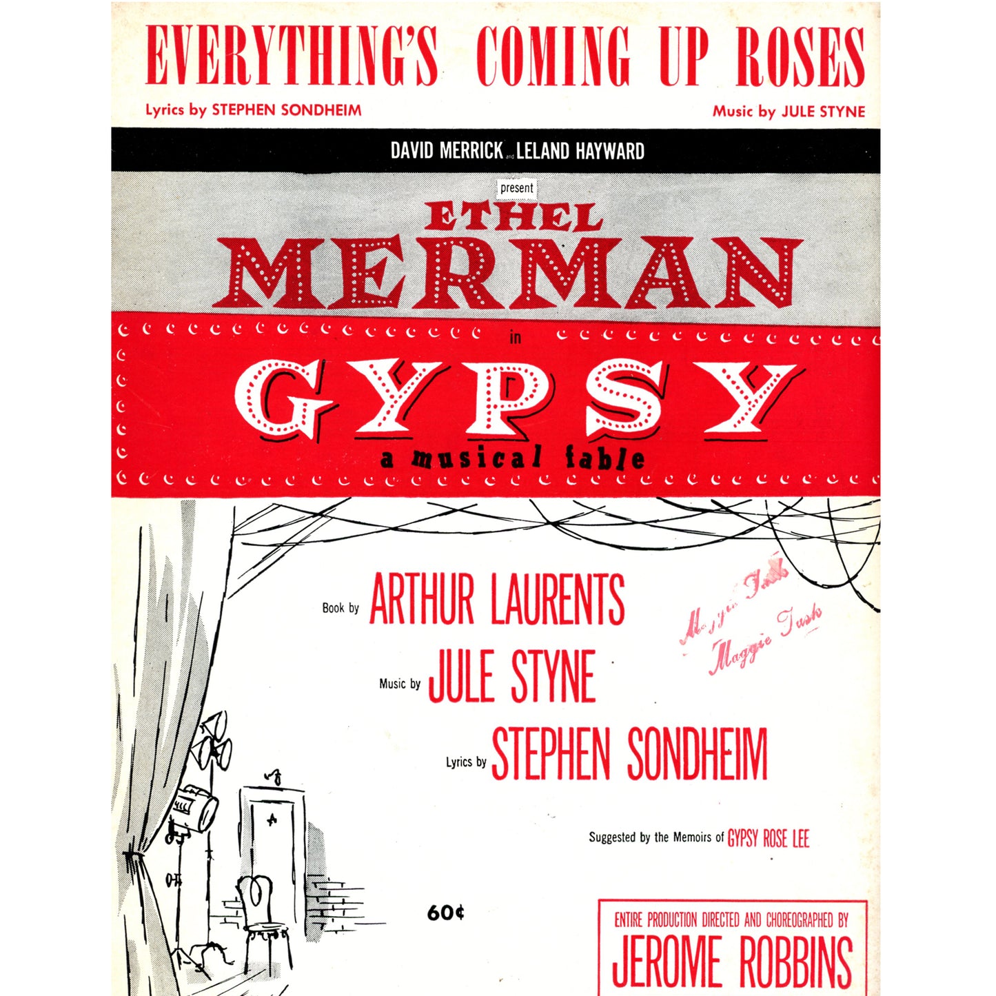 EVERYTHING'S COMING UP ROSES by Julie Styne & Stephen Sondheim Sheet Music ©1959 COVER