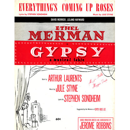 EVERYTHING'S COMING UP ROSES by Julie Styne & Stephen Sondheim Sheet Music ©1959 COVER