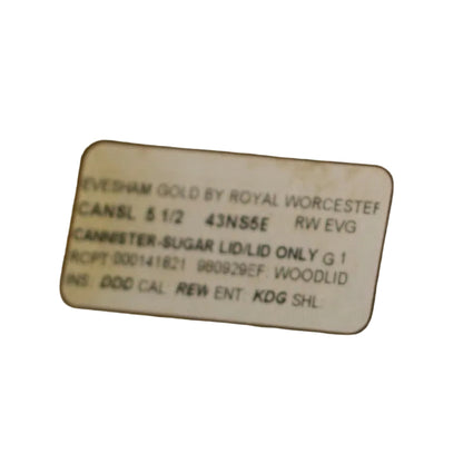 Evesham Gold Medium Sugar Canister  Wood Lid  Original Label 