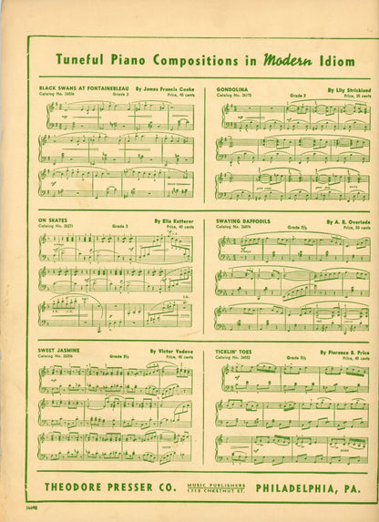 FADED MEMORIES Piano Solo by O. Scheldrup OBerg Vintage Sheet Music ©1947