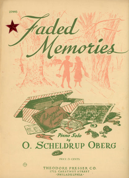 FADED MEMORIES Piano Solo by O. Scheldrup OBerg Vintage Sheet Music ©1947