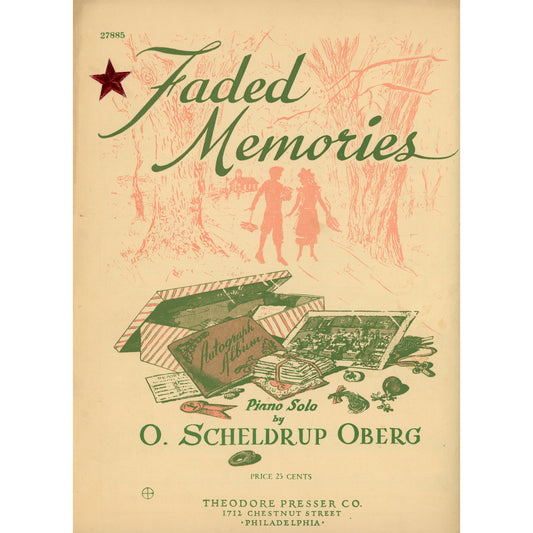 FADED MEMORIES Piano Solo by O. Scheldrup OBerg Vintage Sheet Music ©1947