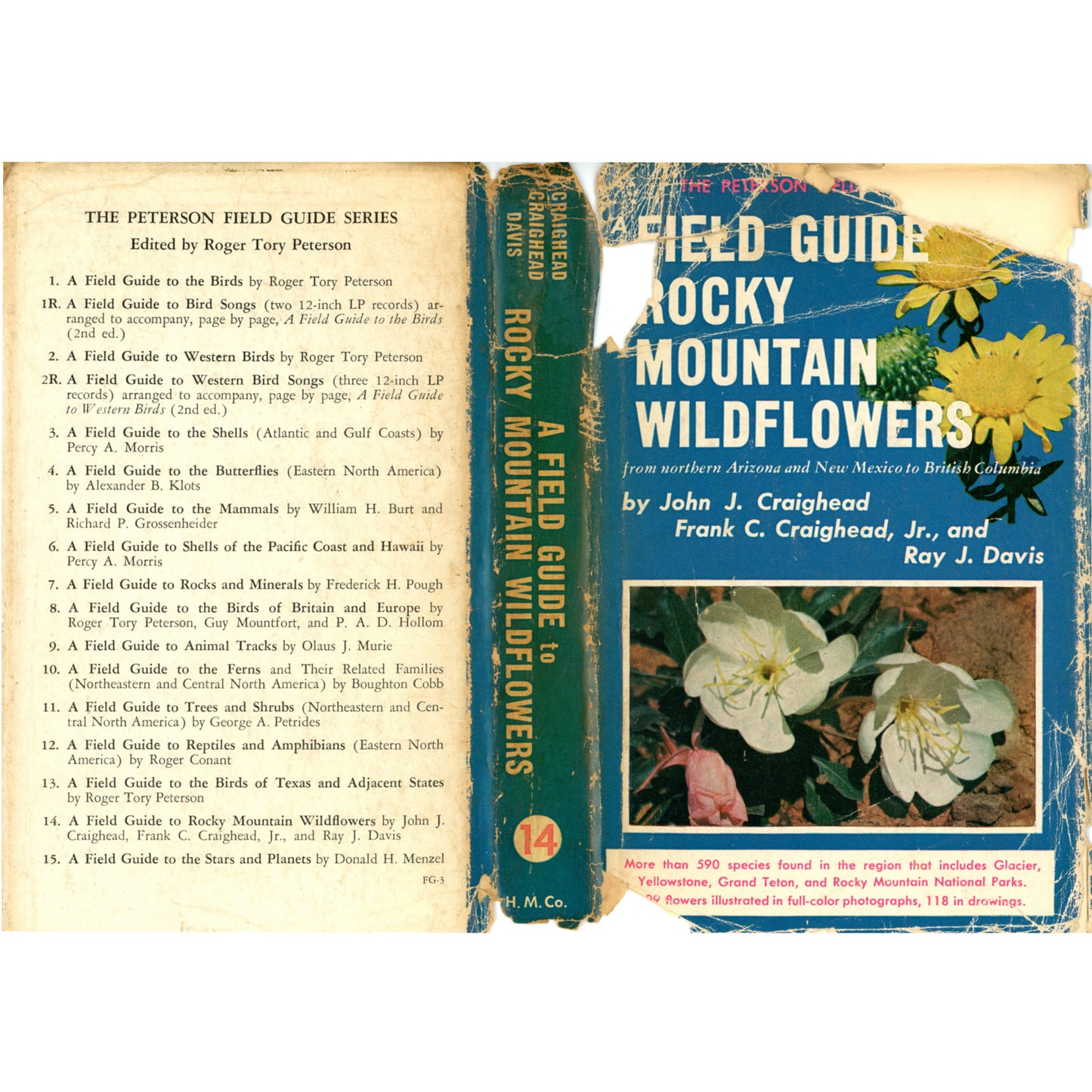 1963 Peterson Field Guide Rocky Mountain Wildflowers Craighead Davis 1st printing (Dust Jacket Outside)