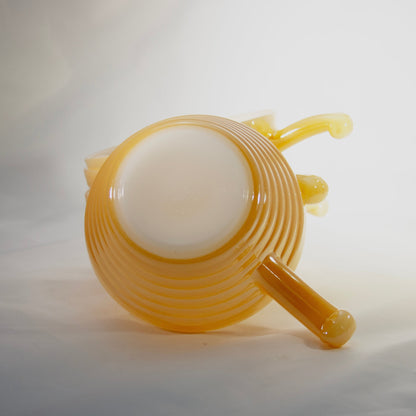 FIRE-KING Peach Lustre Beehive Style Handled Soup Bowls (Set of 4) Circa 1940 - 1960