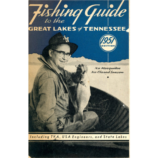 1951 Tennessee Fishing Guide TVA Foldout Map “No Mosquitos – No Closed Season.” Ephemera Front Cover