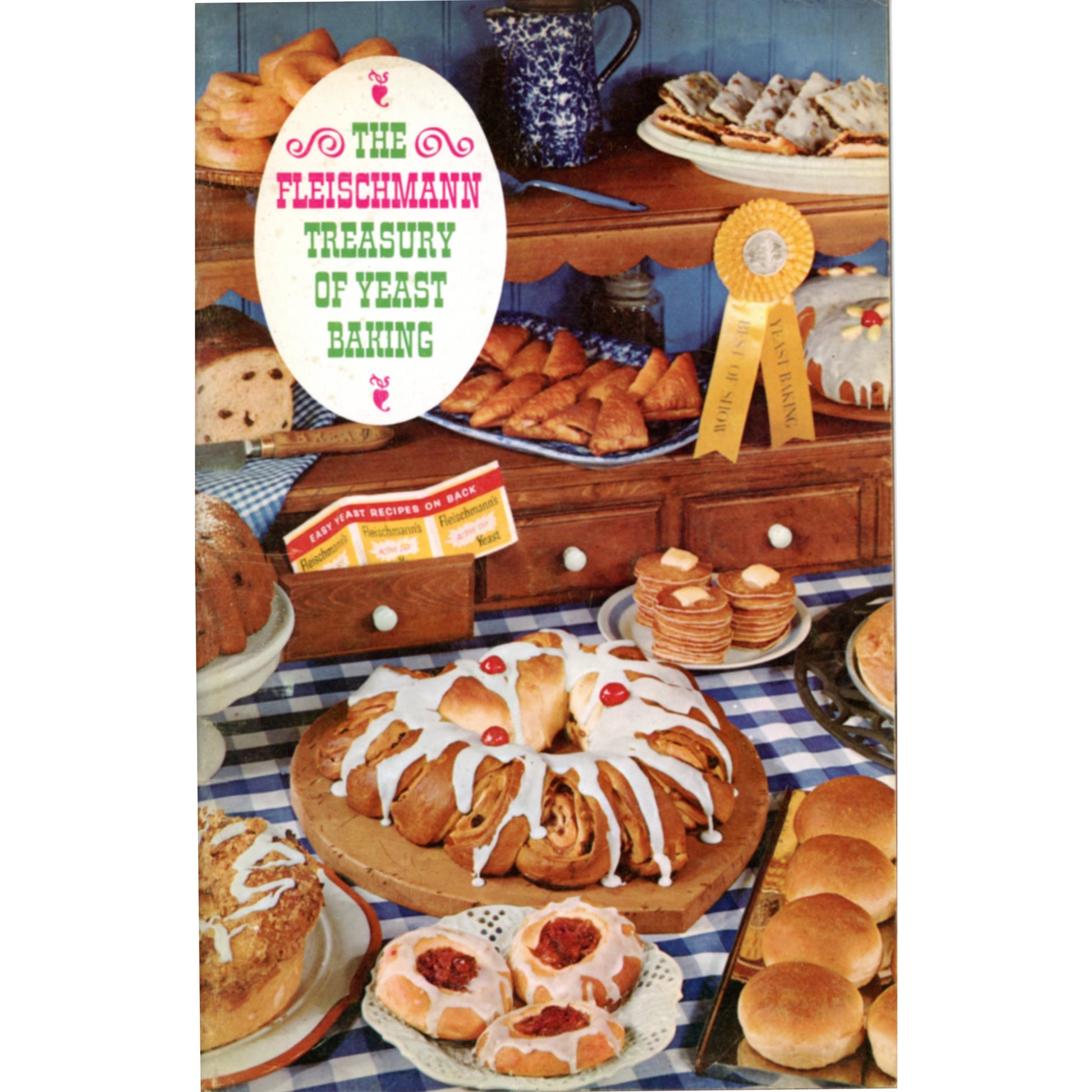 1962 Fleischmann’s yeast baking cookbook with classic bread recipes, mid-century food photography, and vintage kitchen appeal. Cover image