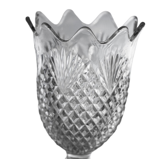 Model Flint “Shepherd’s Plaid” Pedestal Vase AKA Pineapple & Fan | Circa 1894