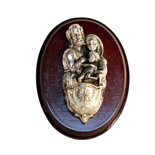 Holy Family Holy Water Font Wall Plaque Colombia Silver Tone Resin