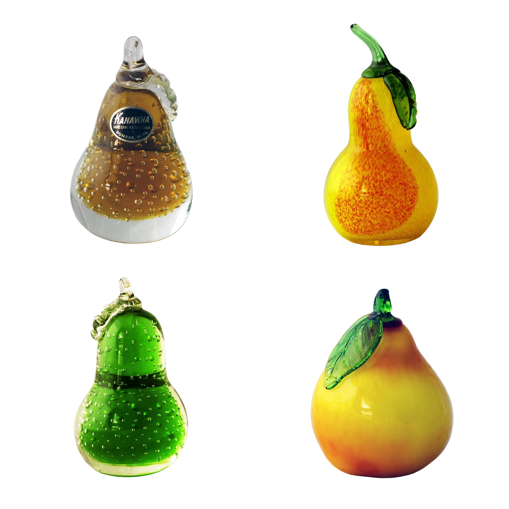 Kanawha Glass / Zimmerman Art Glass / Unmarked Pear Paperweights