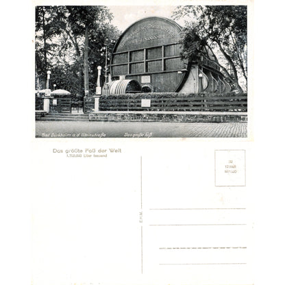 Bad Dürkheim Germany Wine Country | The Largest Barrel Postcard | E.H.M. M/1320 Front & Back