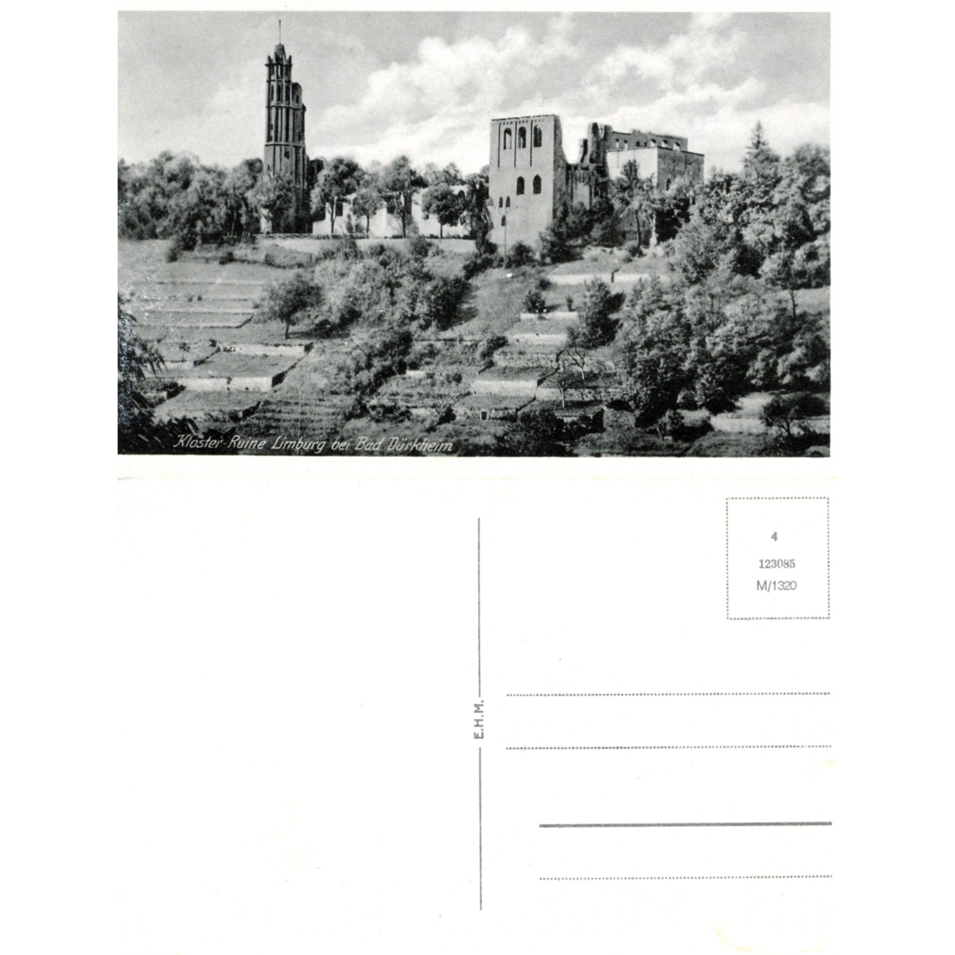 Bad Dürkheim Germany Wine Country | Limberg Abbey Postcard | E.H.M. M/1320 Front and Back