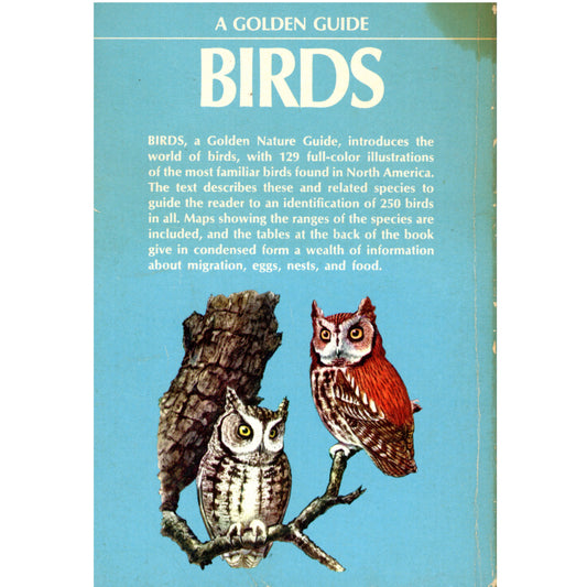 Vintage Golden Guide Birds (1949/1956) by Zim & Gabrielson. Early pocket bird guide with color illustrations. Back Cover