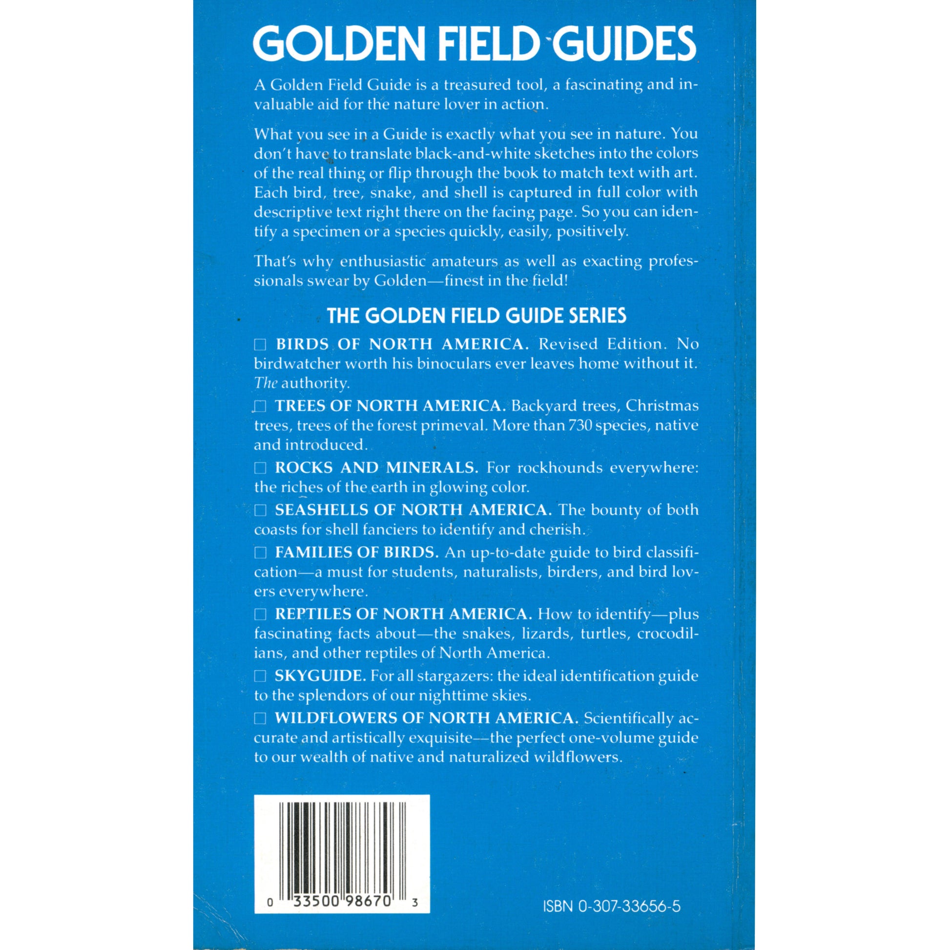 1983 expanded revised Golden Field Guide Birds of North America with updated taxonomy and improved illustrations. VG condition. Back cover