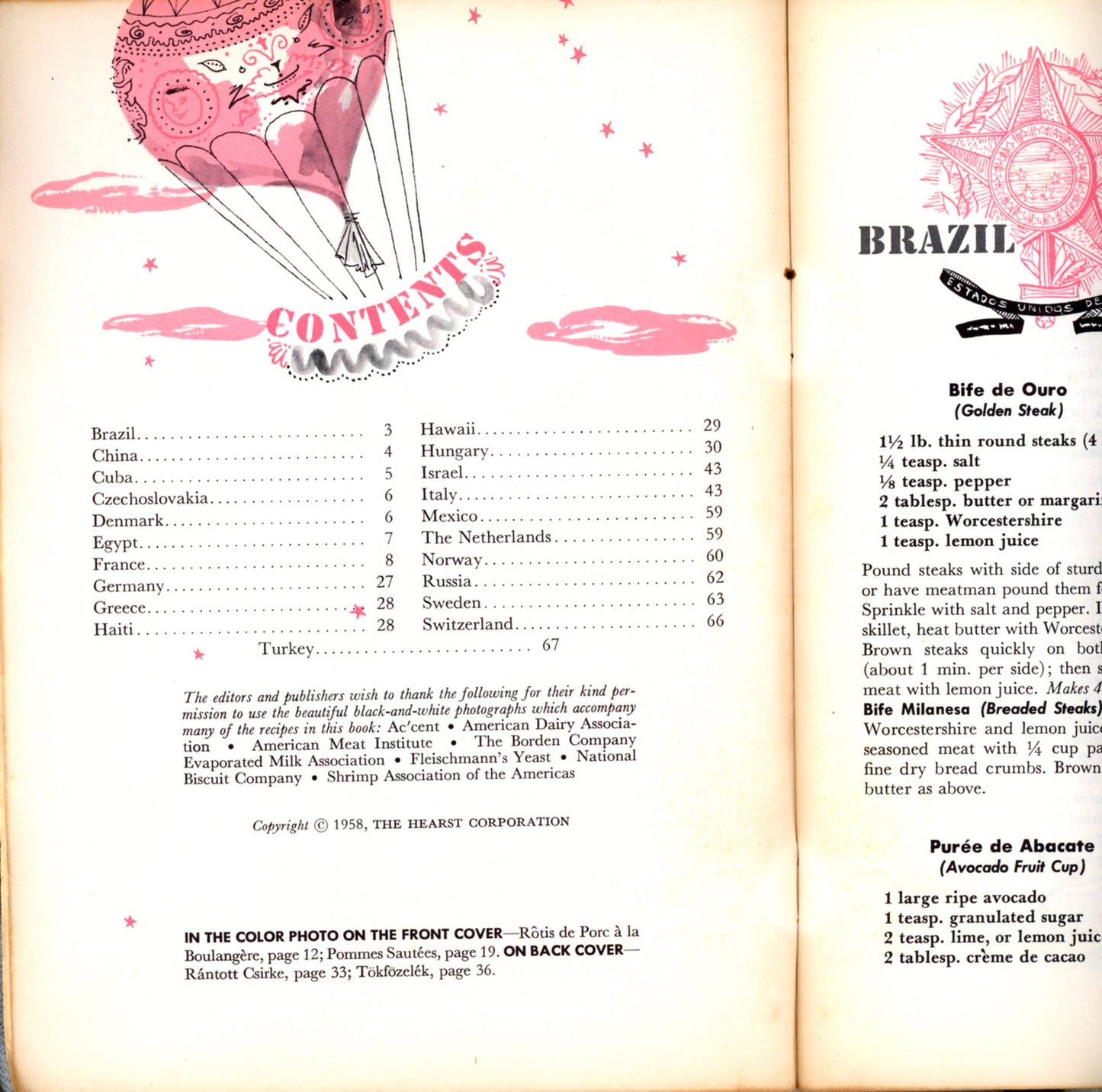 Good Housekeeping's AROUND THE WORLD Cookbook ©1958 CONTENT PAGE