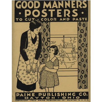 1933 Affiches de bonnes manières de Paine Publishing — Ensemble complet non coupé avec enveloppe d'origine