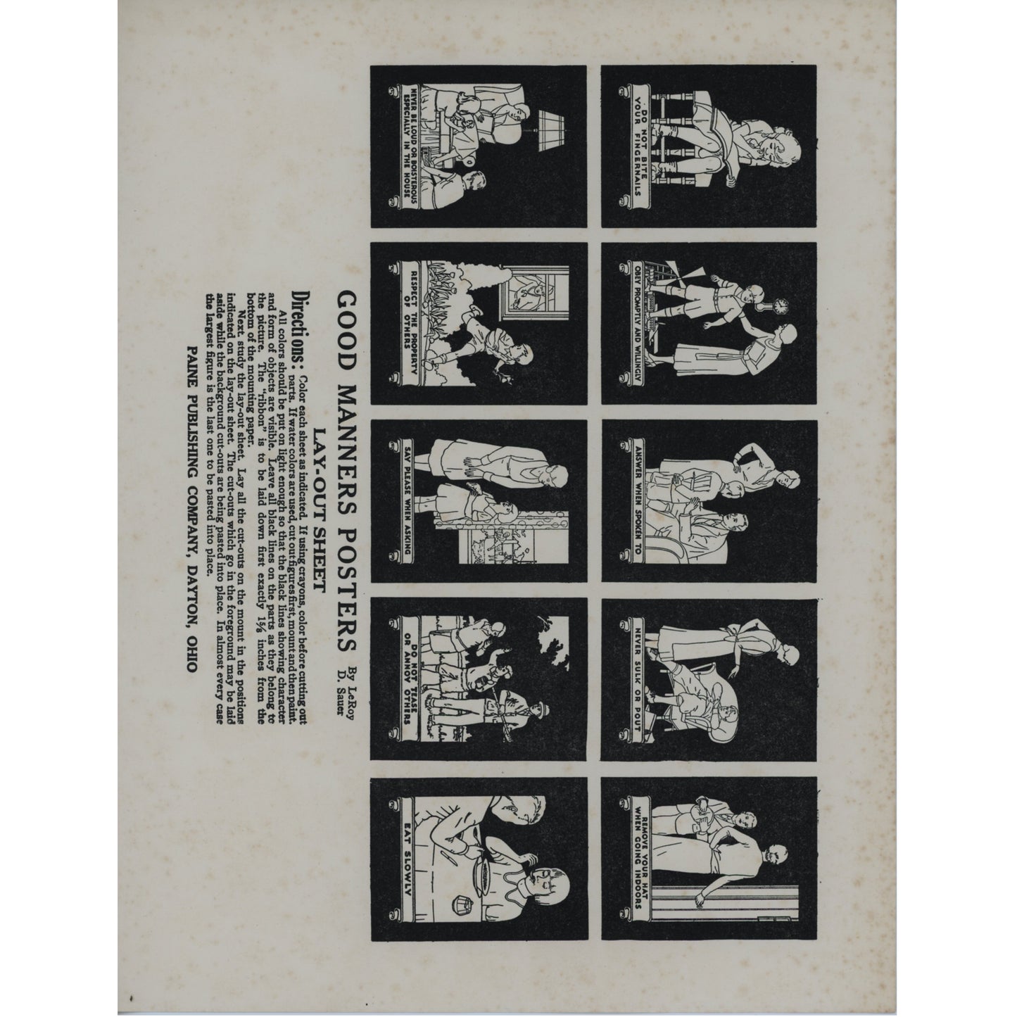 1933 Paine Publishing Good Manners Posters — Complete Uncut Set w/ Original Envelope