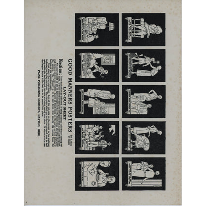 1933 Affiches de bonnes manières de Paine Publishing — Ensemble complet non coupé avec enveloppe d'origine