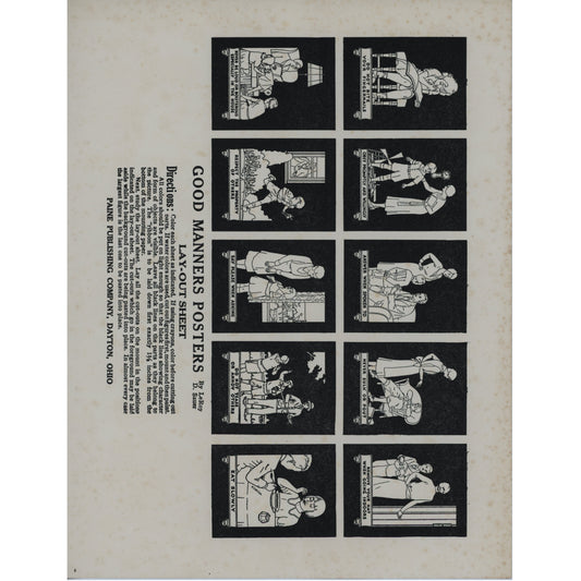 1933 Paine Publishing Good Manners Posters — Complete Uncut Set w/ Original Envelope