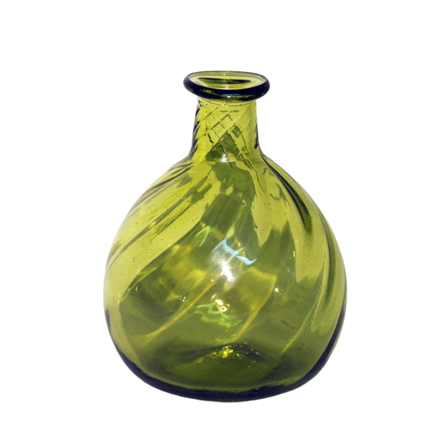 Early American Blown Glass RIB SWIRL BOTTLE 4 ¾” high Zanesville Style