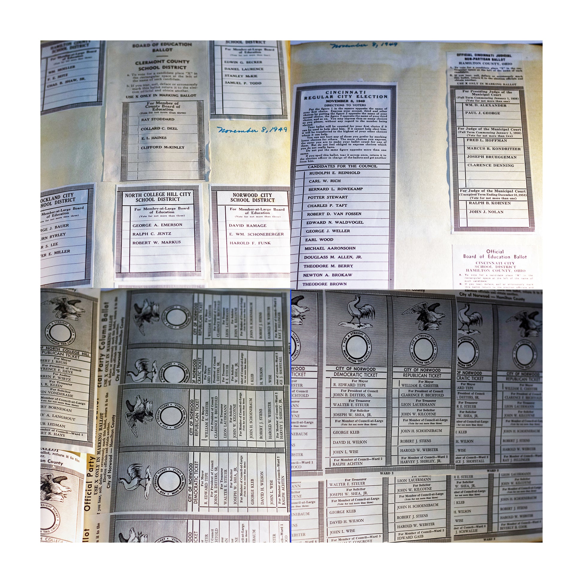 Hamilton County, Ohio Board of Elections Ballot Record Scrapbooks, 1947–1951 (2 Volumes) Interior Sample Pages