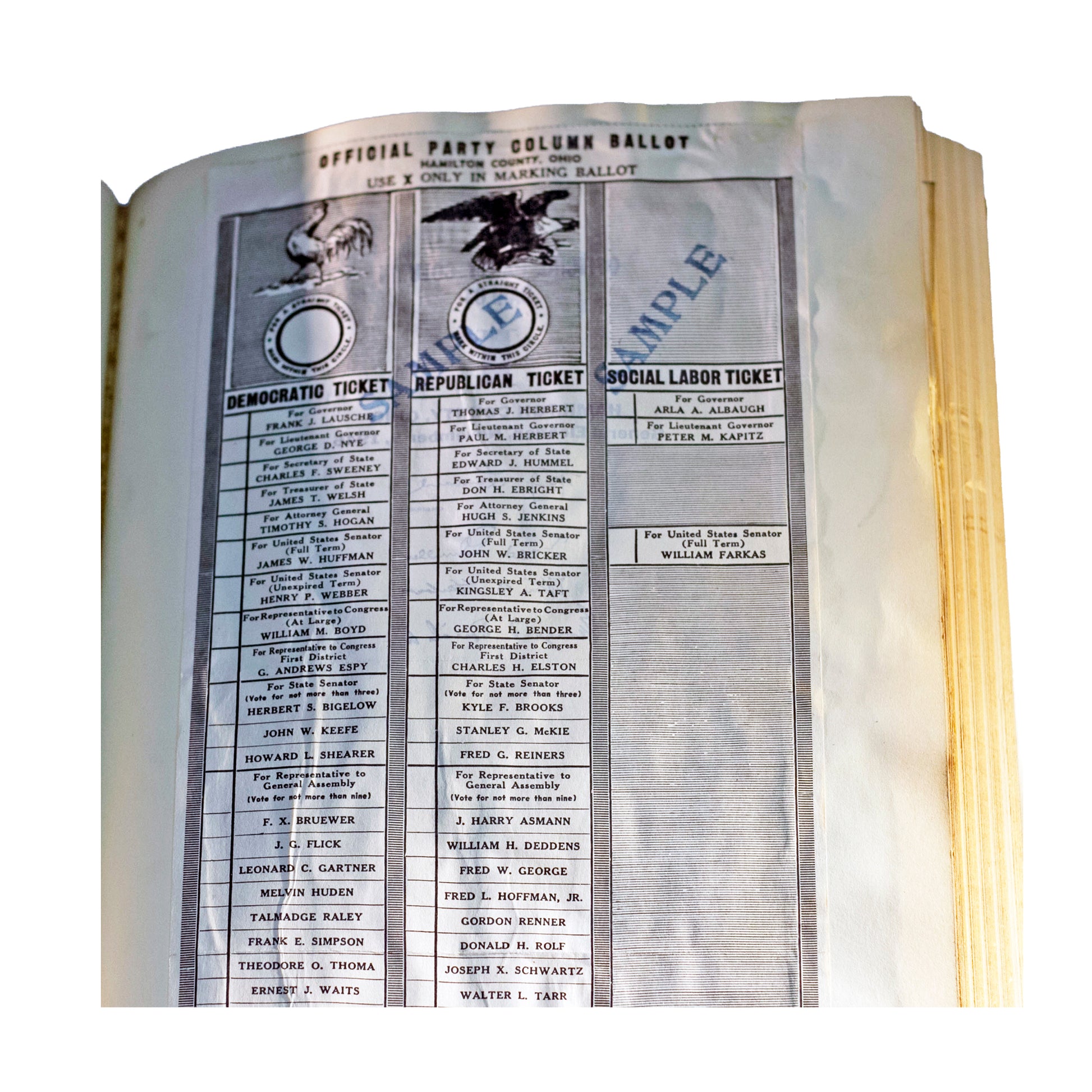 Hamilton County, Ohio Board of Elections Ballot Record Scrapbooks, 1947–1951 (2 Volumes) Interior Page