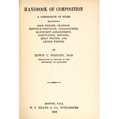Manuel de composition par Edwin C. Woolley ©1907 Première édition