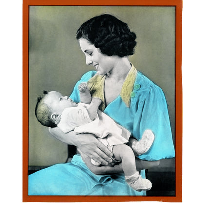 “Mother Holding Her Sweet Baby” – 1937 Harold M. Lambert Hand-Colorized Commercial Proof or Calendar Reproduction
