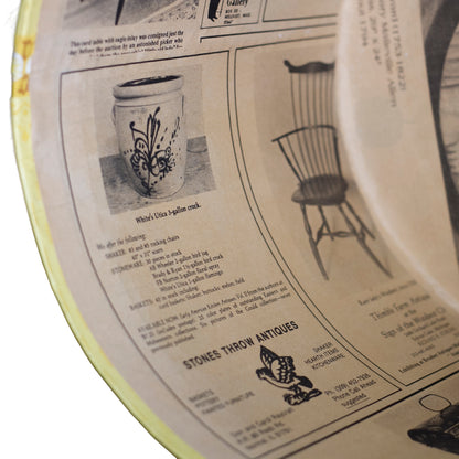 Boîte de mariée de reproduction – Boîte à chapeau motif agneau papier peint vintage, fabriquée à la main vers les années 1970