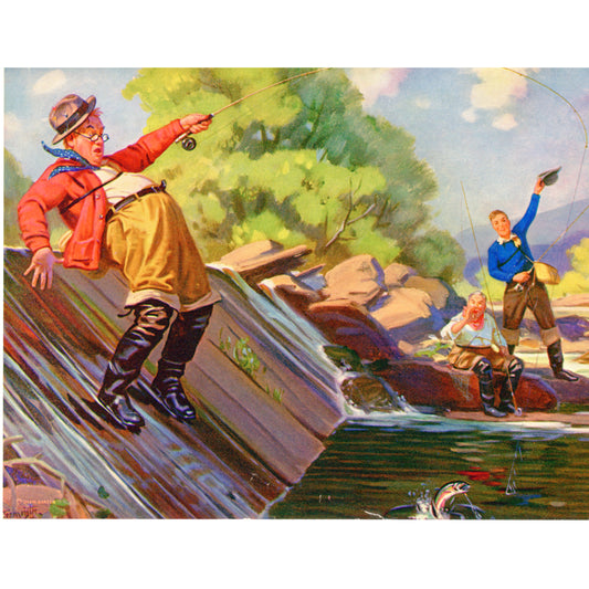 Hintermeister Fishing Art There's Many A Slip Large Calendar Proof 9 x 7