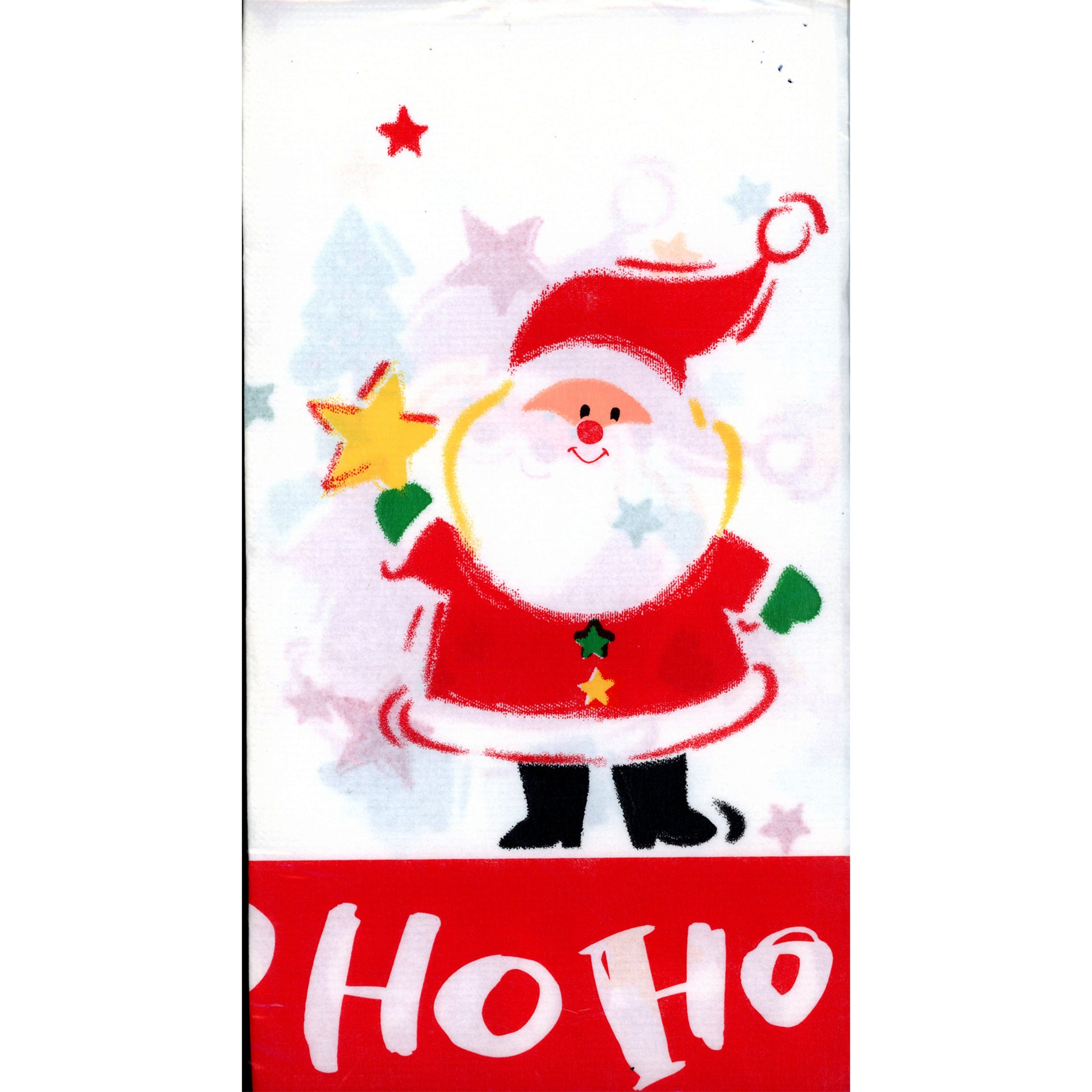 Vintage CHRISTMAS HO HO SANTA CLAUS Paper Table Cover by Hallmark Cards 54" x 90"