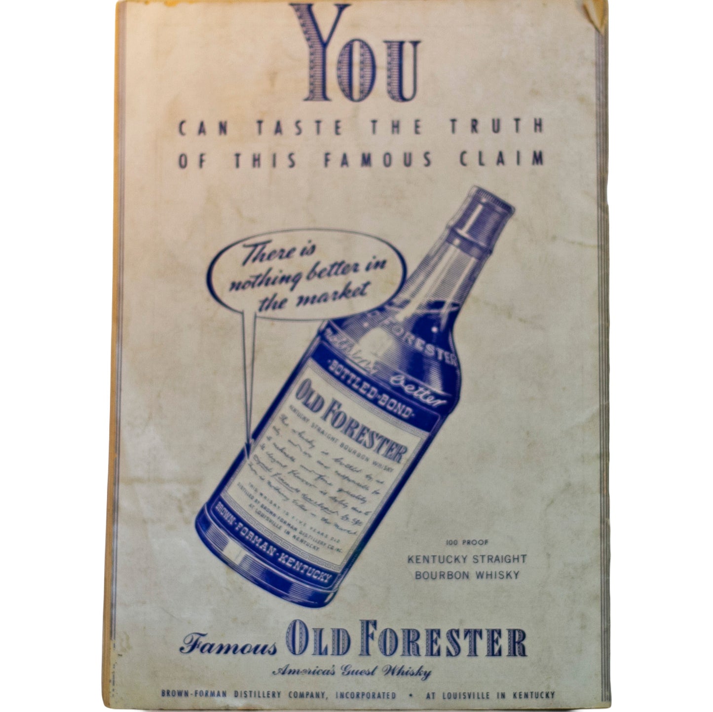 Old Forester advertisement 1940–41 Indianapolis Capitals Hockey Preview Program