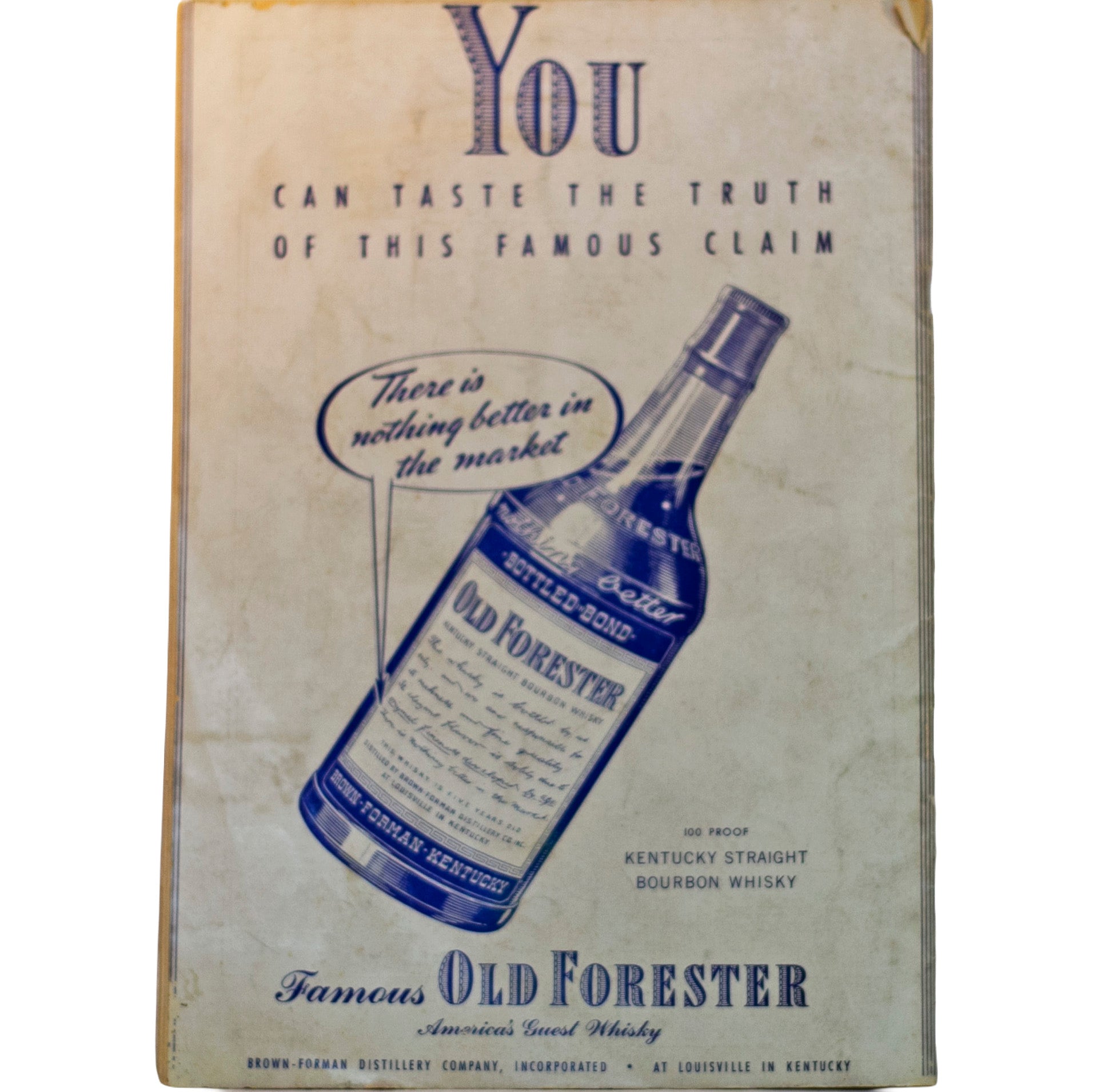 Old Forester advertisement 1940–41 Indianapolis Capitals Hockey Preview Program