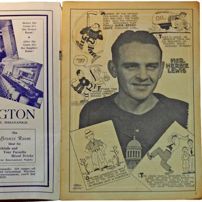 Herbie Lewis 1940–41 Indianapolis Capitals Hockey Preview Program — AHL — Player Profiles & Ads