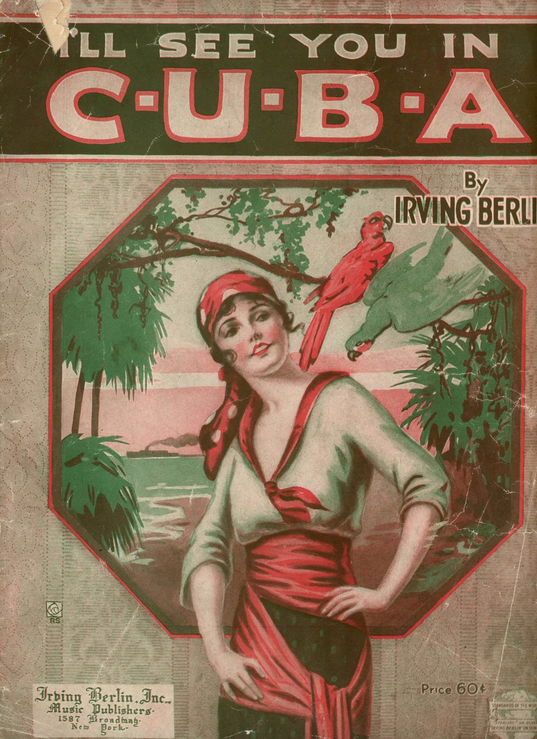 I'LL SEE YOU IN C-U-B-A Vintage Sheet Music by Irving Berlin ©1920 Early Copy