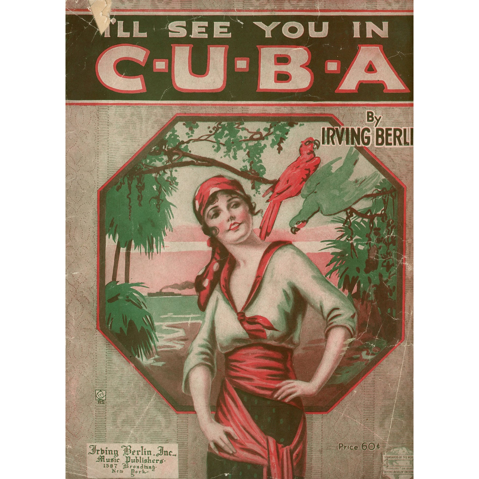 I'LL SEE YOU IN C-U-B-A Vintage Sheet Music by Irving Berlin ©1920 