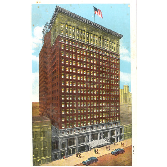 Antique YMCA Hotel Chicago postcard by Curt Teich, c.1928–1932. Pre-linen color lithograph featuring the historic Wabash Avenue hotel building.