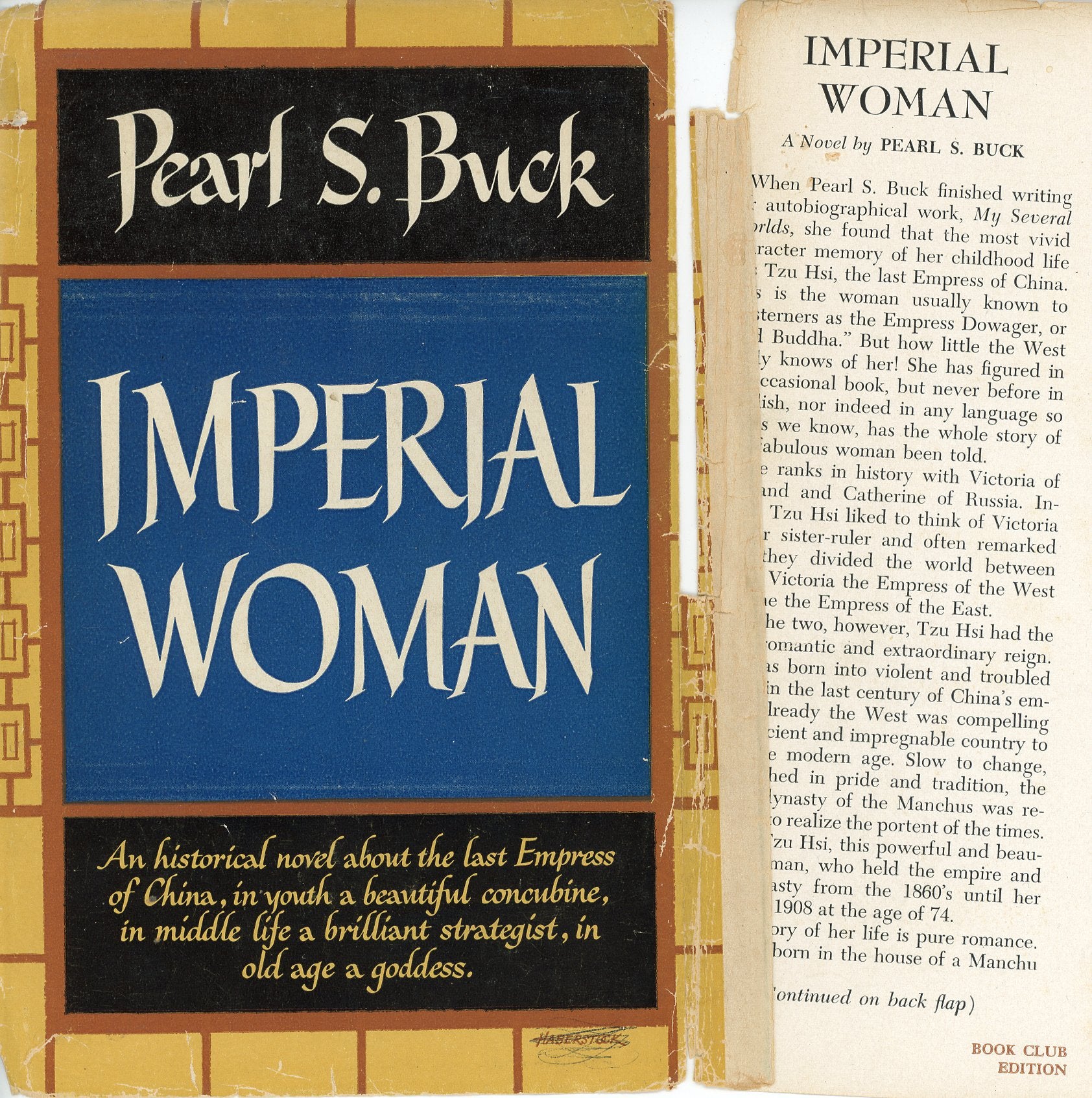 IMPERIAL WOMAN by Pearl Buck First Edition ©1956 DUST JACKET