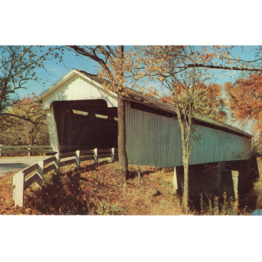 Sugar Creek Covered Bridge – Darlington, Indiana | Vintage Chrome Postcard