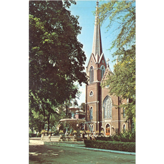Trinity Methodist Church & Broadway Fountain – Madison, Indiana Postcard