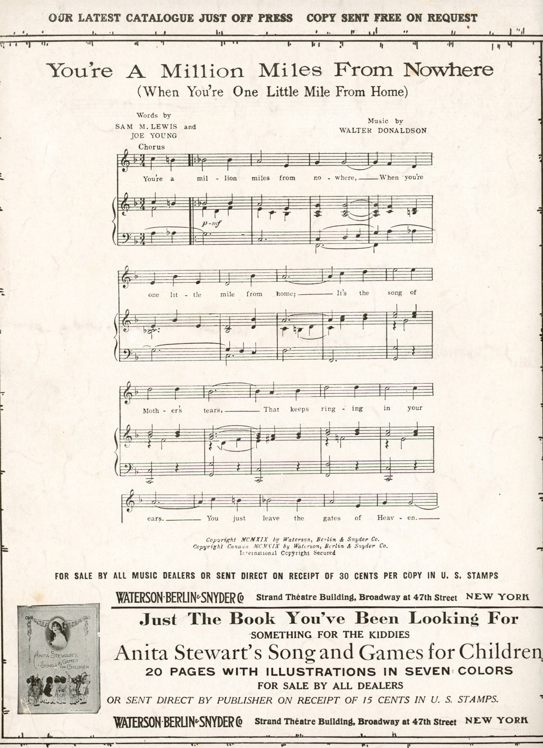 Shelton Brooks JEAN Vintage Sheet Music 1919