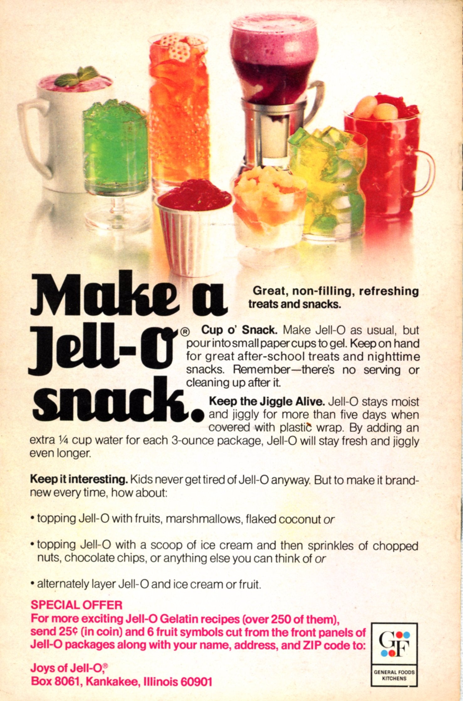 Make Someone Happy MAKE SOMEONE JELL-O Vintage Recipe Booklet ©1972 BACK