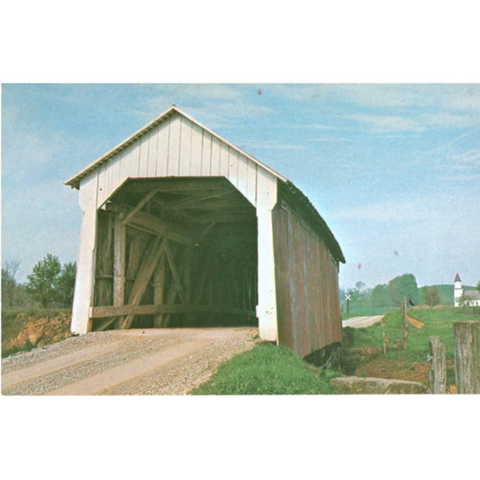 Jonathan Creek Covered Bridge | Clyde Dillon Chrome Era Postcard Front