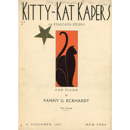 KITTY-KAT KAPERS for Piano Vintage Sheet Music by Fanny G. Eckhardt 