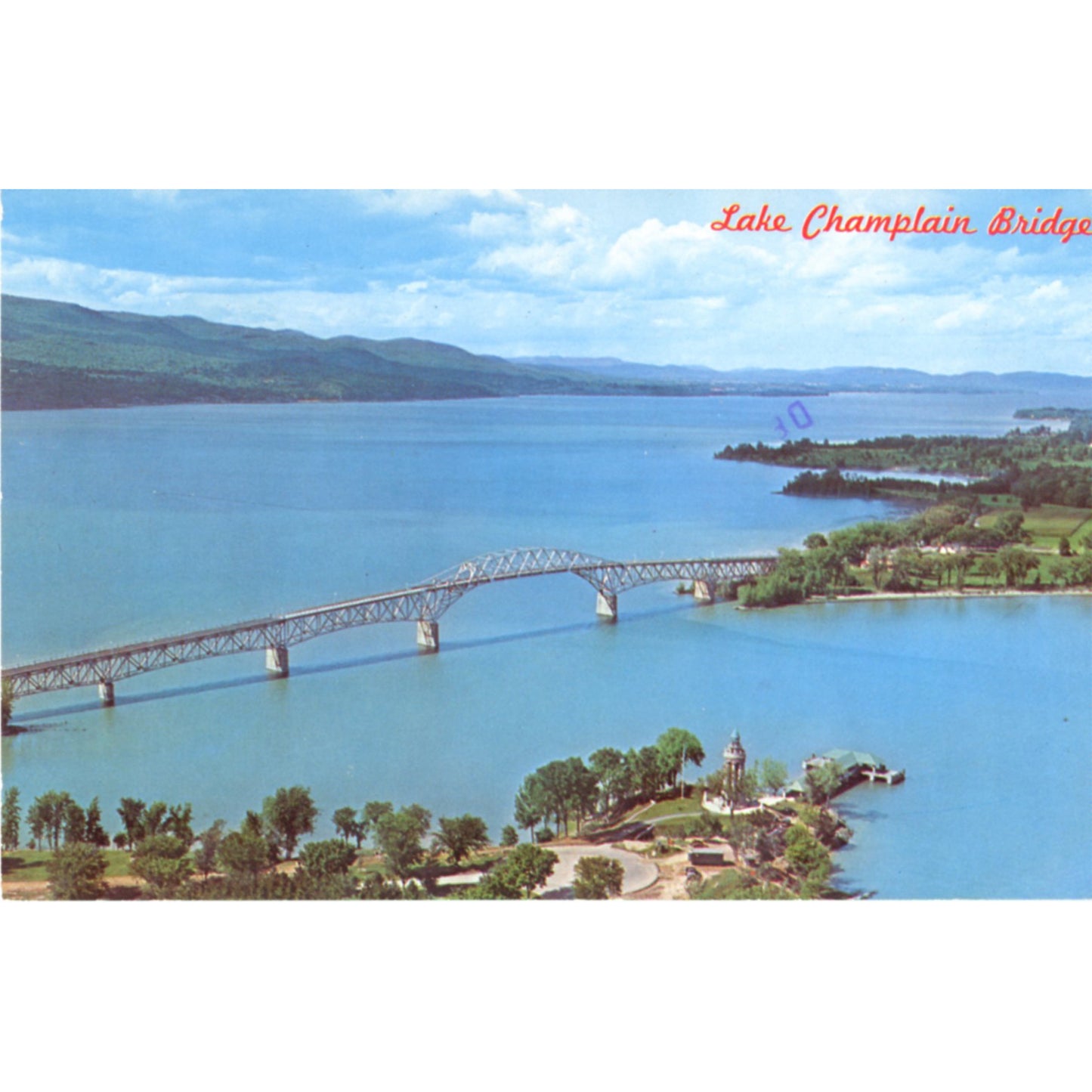 Lake Champlain Bridge – Aerial View Vermont–New York Postcard (1970)