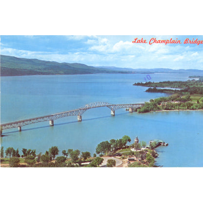 Lake Champlain Bridge – Aerial View Vermont–New York Postcard (1970)