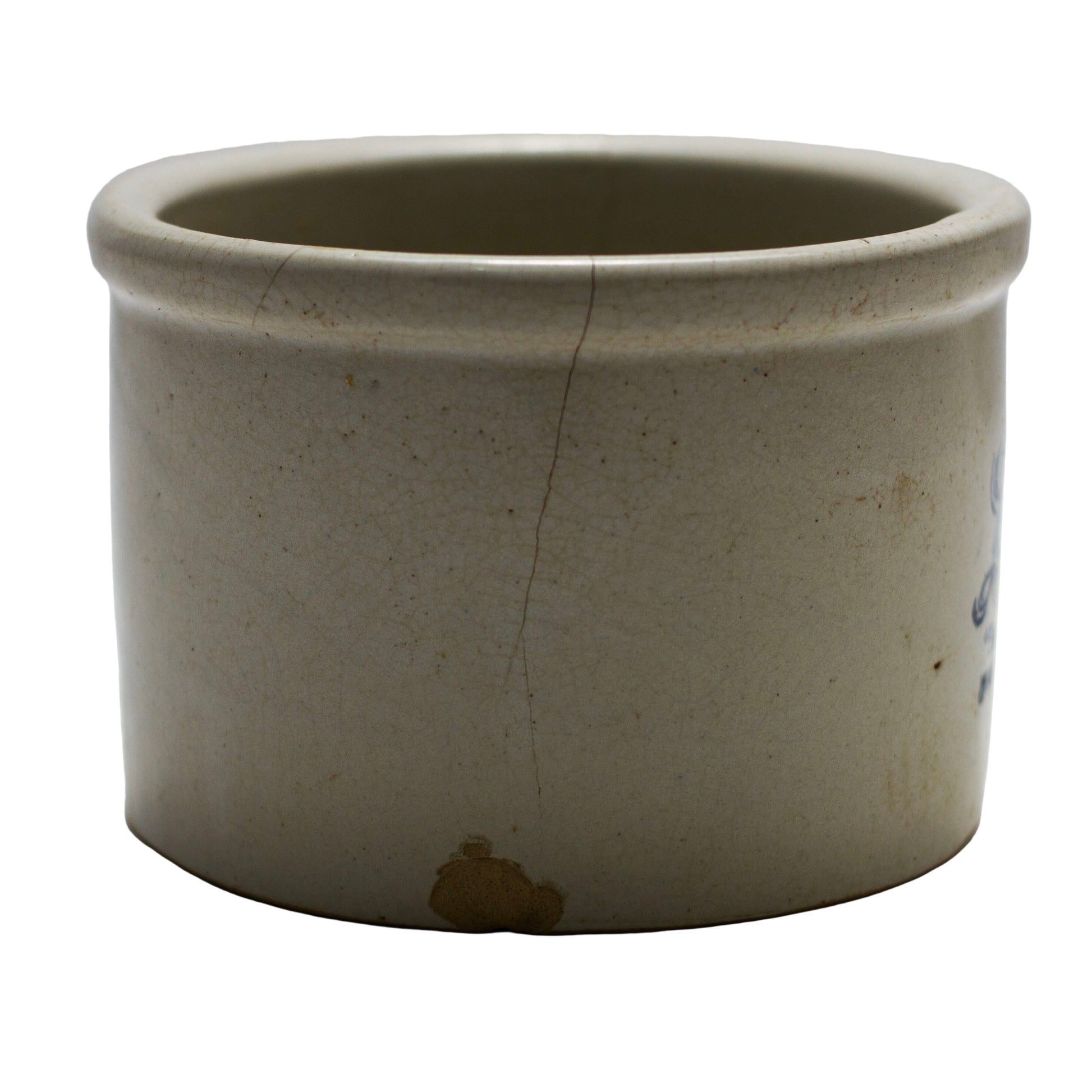 Rare Antique Lambrecht Butter Crock – New York & New Jersey Stoneware Advertising Jar (1910s–1930s) Side