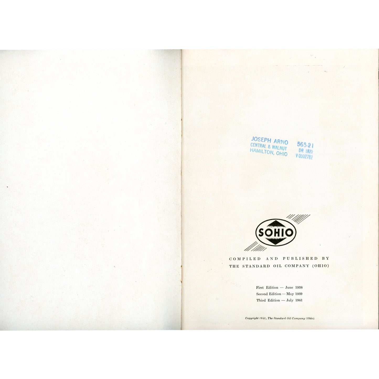 Let’s Explore Ohio – 1941 SOHIO Travel Guidebook (3rd Edition) Copyright Page